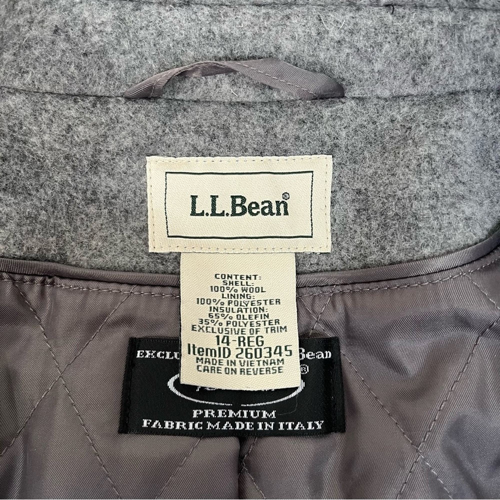 LL Bean Classic Lambswool Peacoat In Light Gray Heather Woman’s Size 14 - Picture 14 of 16